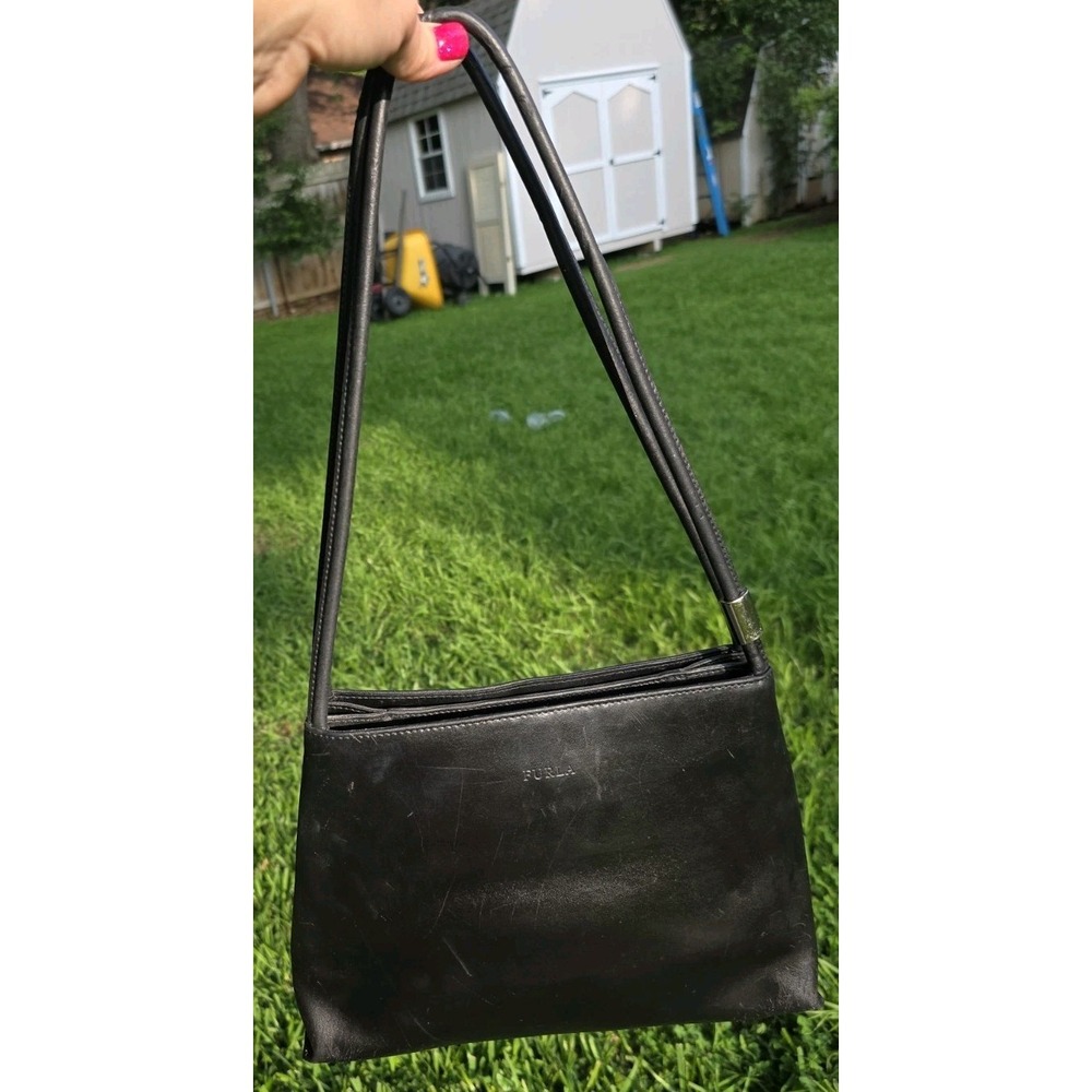 Furla Black  Smooth Leather Tote Italy